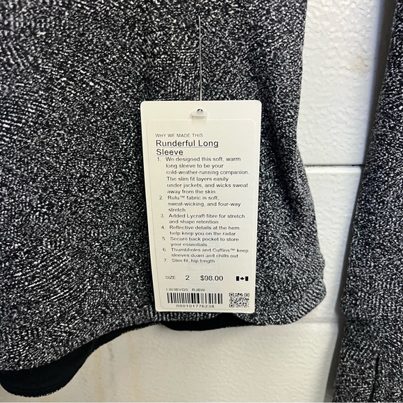 NWT Lululemon Runderful Long Sleeve - Rush Jacquard Black White - Picture 10 of 12